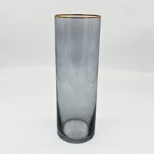 Straight Gold Rimmed Glass Vase