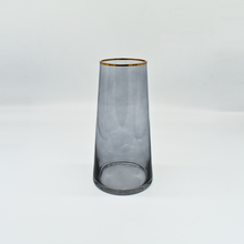 Smoked Tapered Glass Vase with Gold Rim