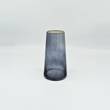 Smoked Tapered Glass Vase with Gold Rim